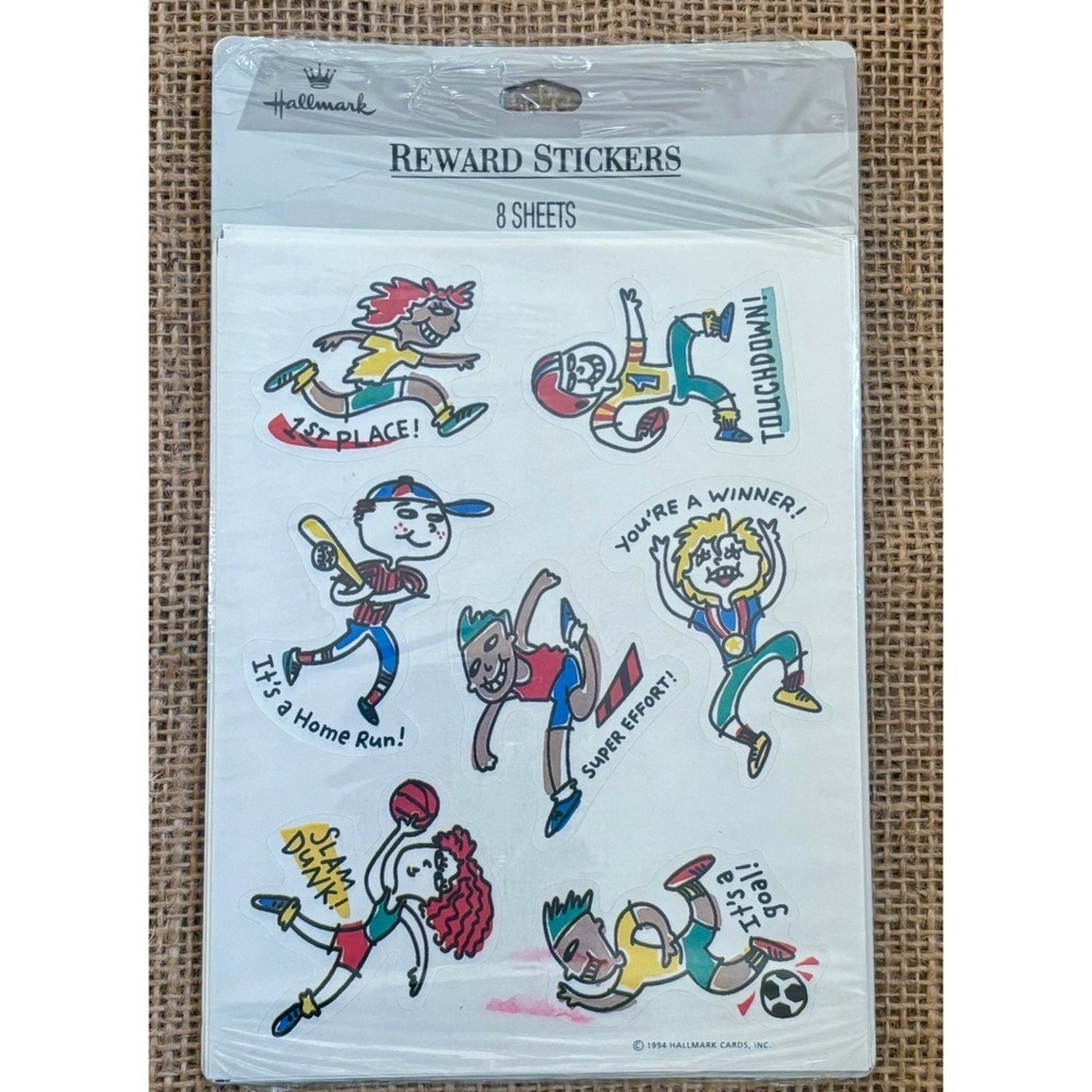 Vintage 1994 Hallmark Sports Reward Stickers Athletes Cartoon Figures